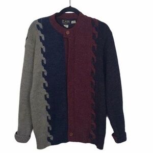 Vintage LeRoy LR II Knit For Men Colorblock Zip Sweater Cardigan Large